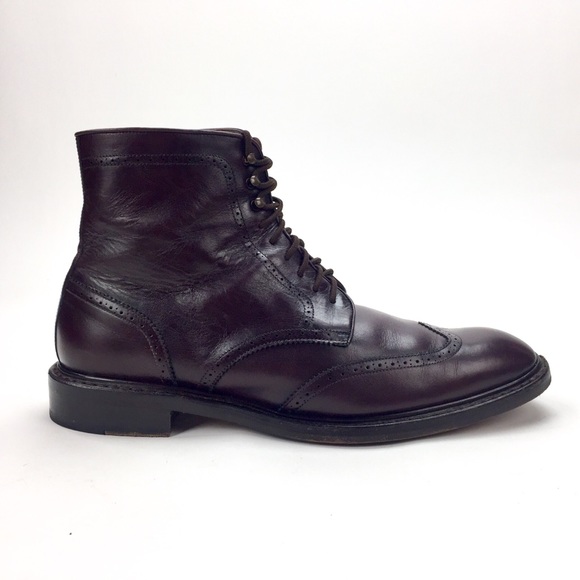 Jack Erwin Wingtip Boots, Burgundy Brown Leather - Picture 2 of 8